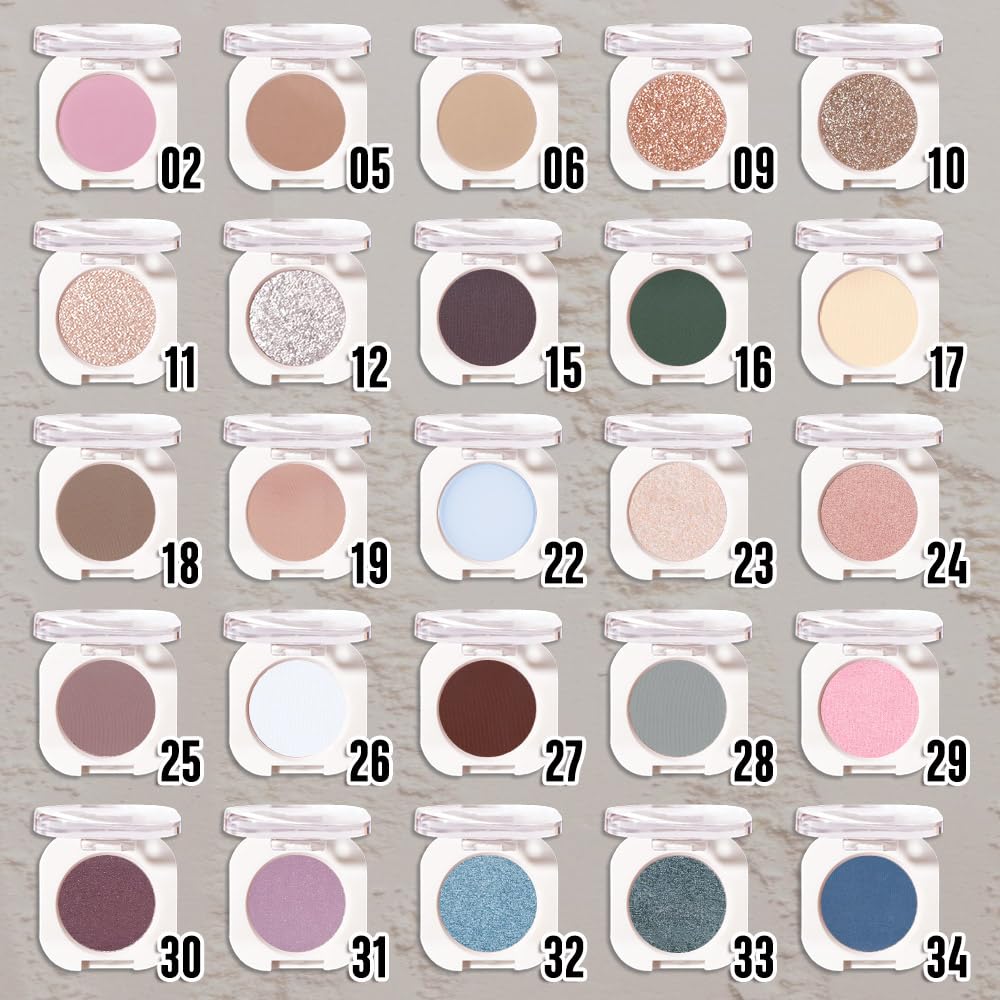 Slive Single Glitter Eyeshadow Makeup, Neutral Powde Eye Shadow for Women, Slive Shimmer Singles Eyeshadow Palette Pigmented Waterproof, sombras para ojos, Girls Monochrome Eyeshadows Gift 12