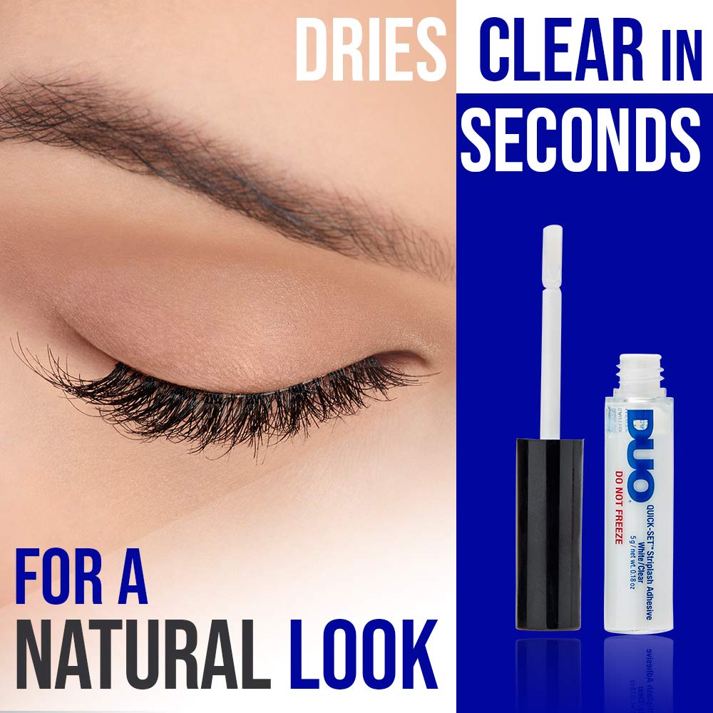 DUO Quick-Set Strong Hold Eyelash Lash Glue - White/Clear, Latex-Free, Waterproof, Fast Drying Strip Lash Adhesive 0.18 oz, 2 Pack