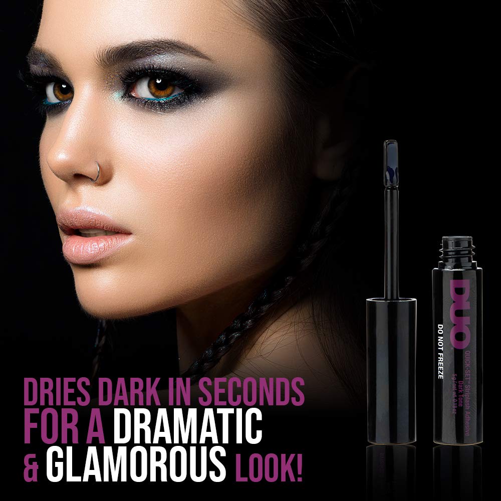 DUO Quick-Set Eyelash Glue Dark Tone – Waterproof Lash Adhesive for False Lashes, Long-Lasting, Fast-Drying Duo Lash Glue, 0.18 oz, 2-Pack
