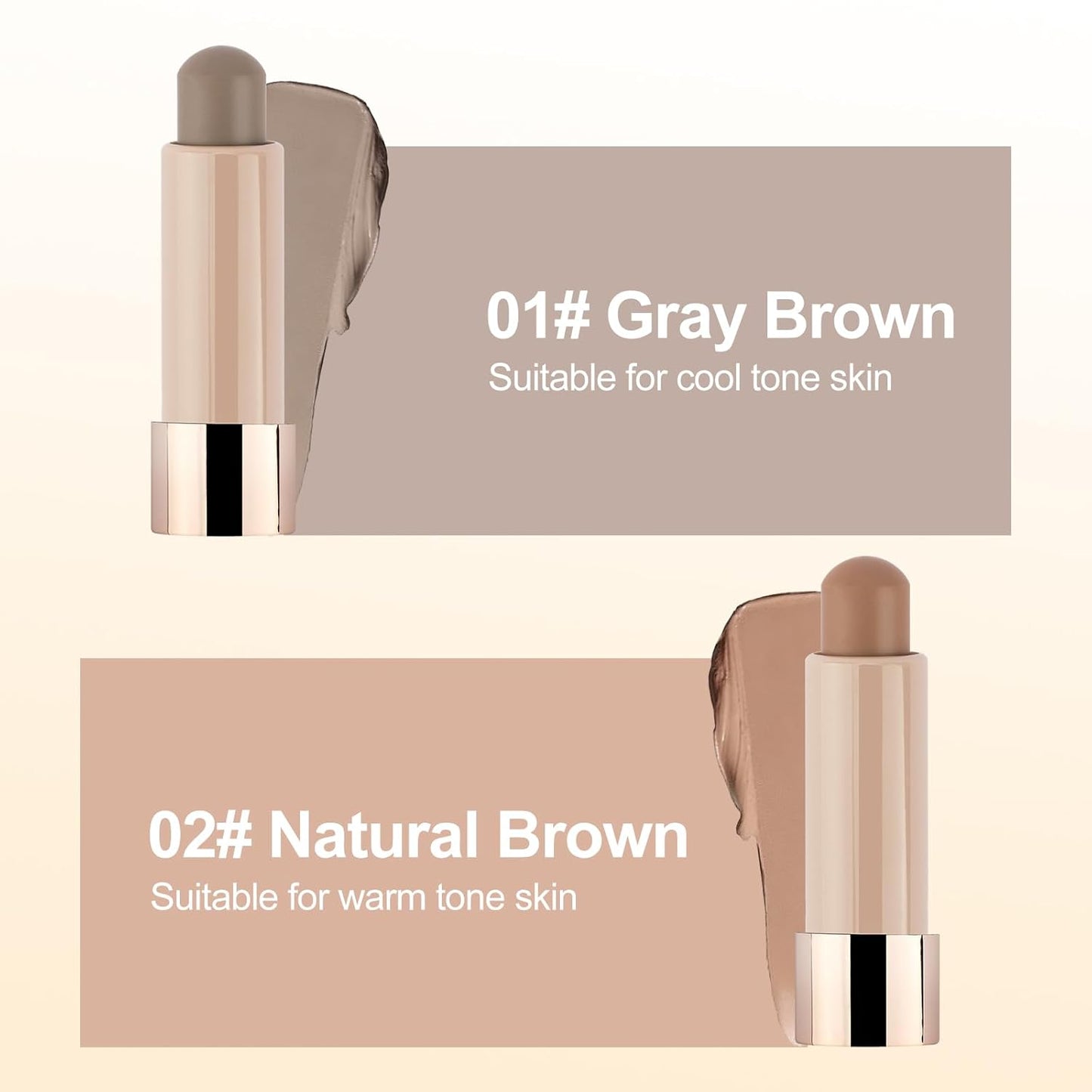 Erinde Cool Toned Contour Stick, Natural Cream Contour Stick, Blendable & Smooth Matte Bronzer Stick, Waterproof & Long Lasting Face Shaping Contouring Makeup, Travel Size, 01 Gray Brown