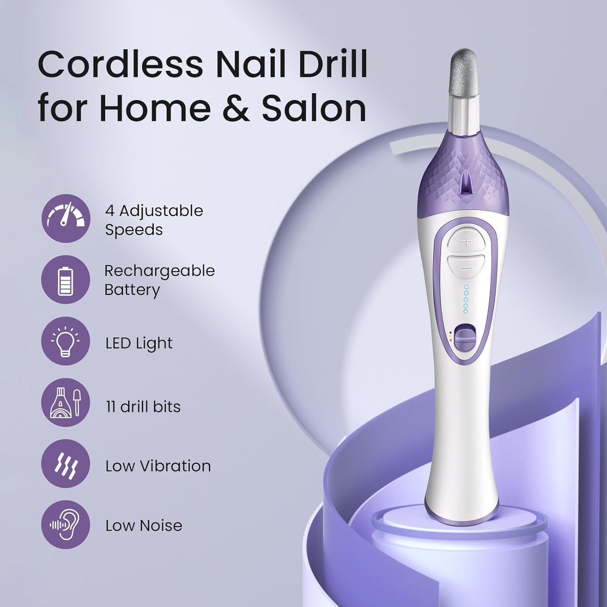 ISTON 36-Piece Professional Manicure Pedicure Kit,Electric Nail File Set with 11pcs Nail Drill Bits,Cordless Electric Nail Drill Machine,Nail Grinder for Thick Toenail, Pedicure Tools for Feet Hand