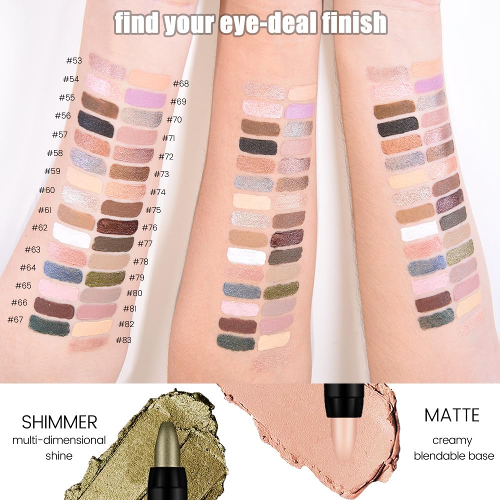 Black Matte Cream Eye Shadow Stick Makeup for Women, Black Matte Eyeliner Pencil Eyeshadow Brightener Stick for Eyes, Waterproof Eyeshadow Applicator Blendable, sombras para ojos 56#