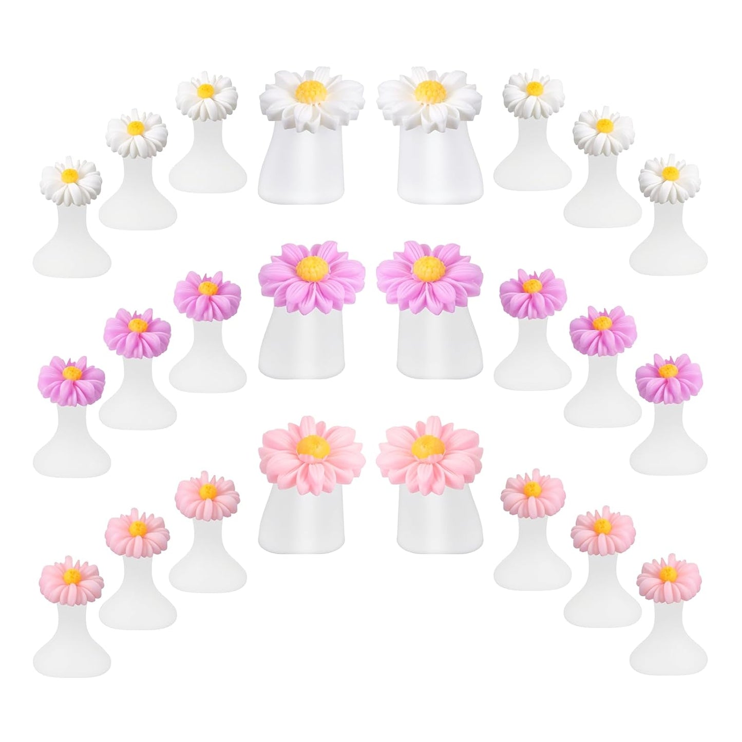 24 PCS Daisy Silicone Toe Separators Flower Toes Spacers Pedicures Silicone Toe Nail Separator Pedicure Toes Dividers for Women Pedicure Nails Salon Foot Spacers Nail Art Tools (Pink, Purple, White)