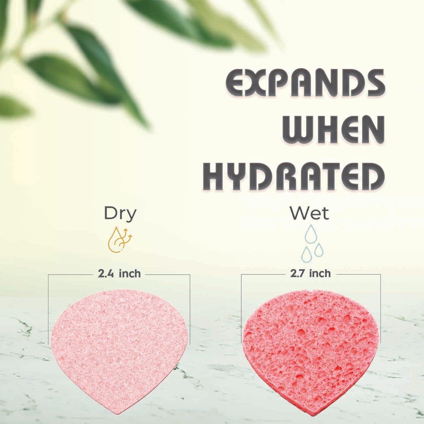 60-Count Compressed Facial Sponges | Makeup Remover Sponge | 100% Natural Cosmetic Spa Sponges for Facial Cleansing | Exfoliating Mask | Face Scrubber (Drop)