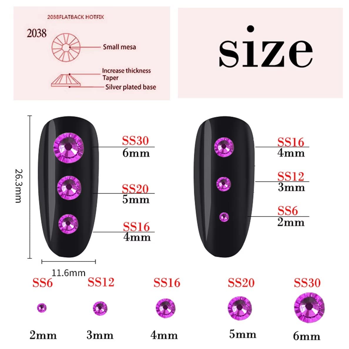 4500 Pcs SS6 2mm AB Flatback Rhinestones for Nails Art Crafts Transparent Glitter Round Gems Crystals DIY Clothes Shoes(Clear Red AB)