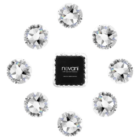 Novani 500pcs Clear Rhinestones Flat Back Round Rhinestone Style 2088 Sparkly Crystal Gemstones for Nail Art and Crafting,SS12(3.0-3.2mm