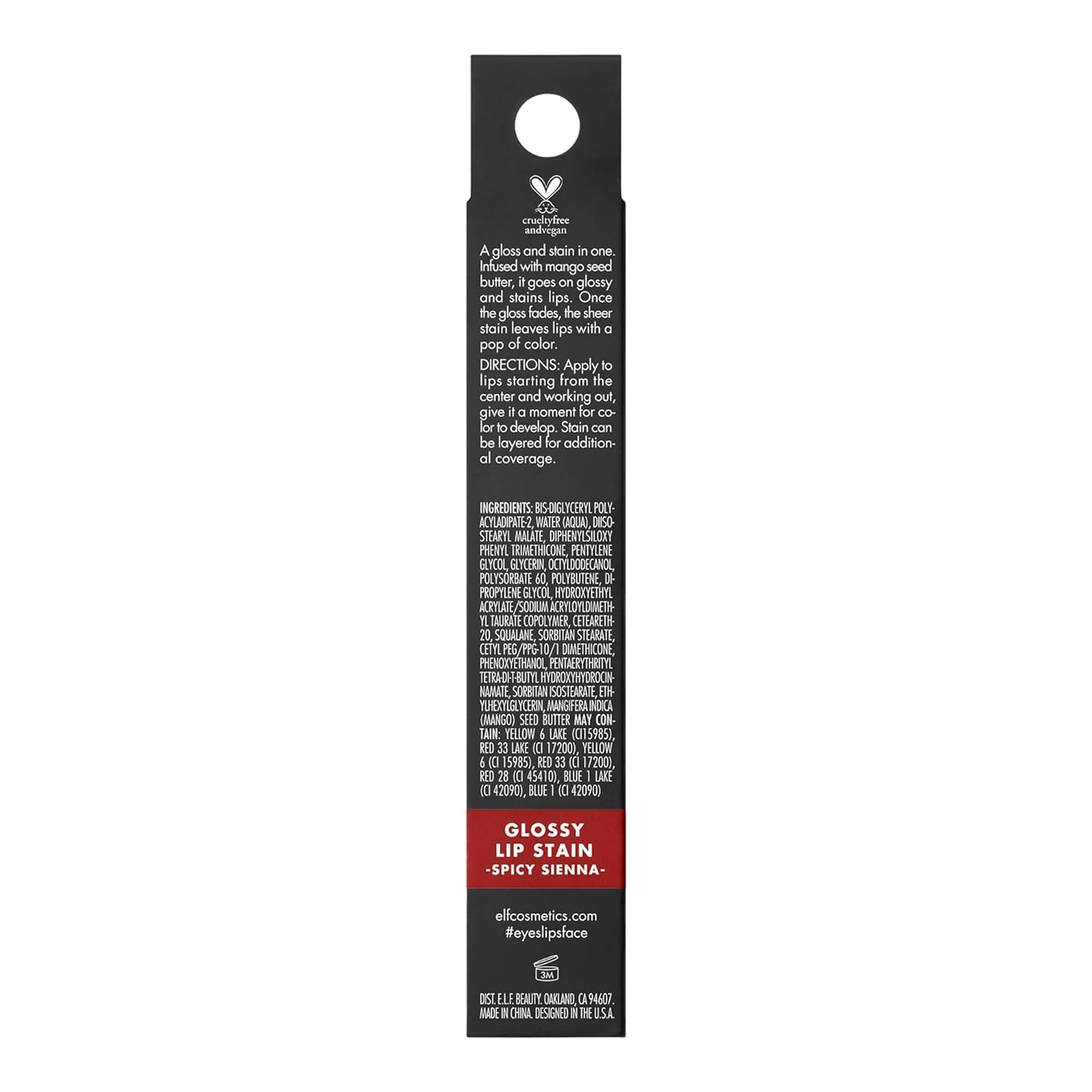 e.l.f. Glossy Lip Stain, Long-Lasting, Lightweight Lip Stain For A Sheer Pop Of Color & Subtle Gloss Finish, Vegan & Cruelty-Free, Spicy Sienna
