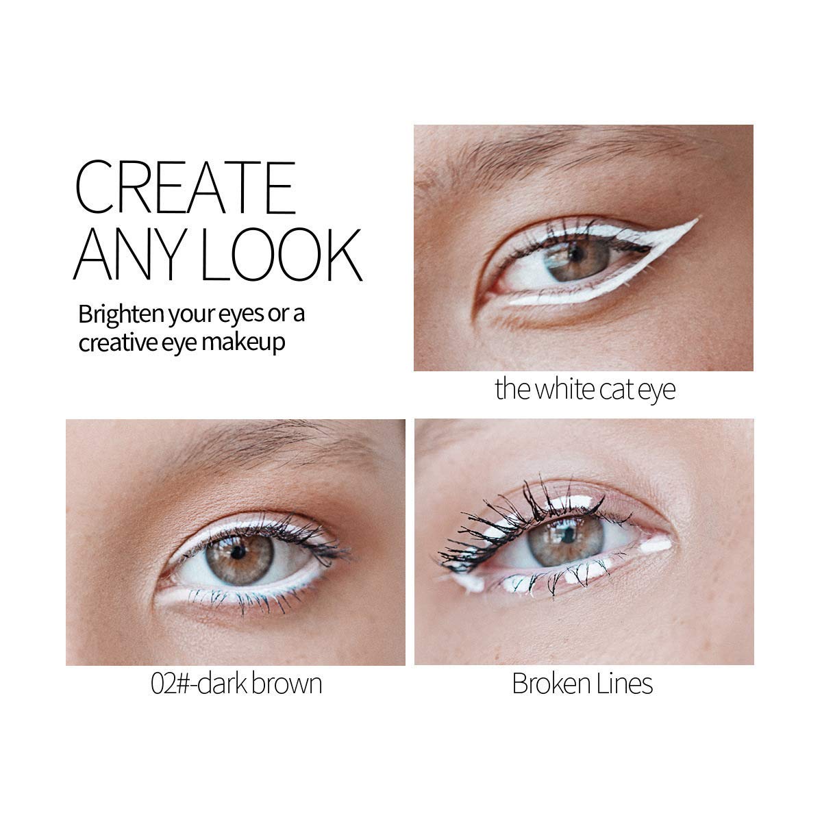 Go Ho 12 PCS White Eyebrow Eyeliner Pencils,White Eyeshadow Makeup Pen,Sweatproof Eye Highlighter Makeup Pencil,Long-lasting Nice Color Eye Brow Gel Pen,Brow Tint Sticks（White）