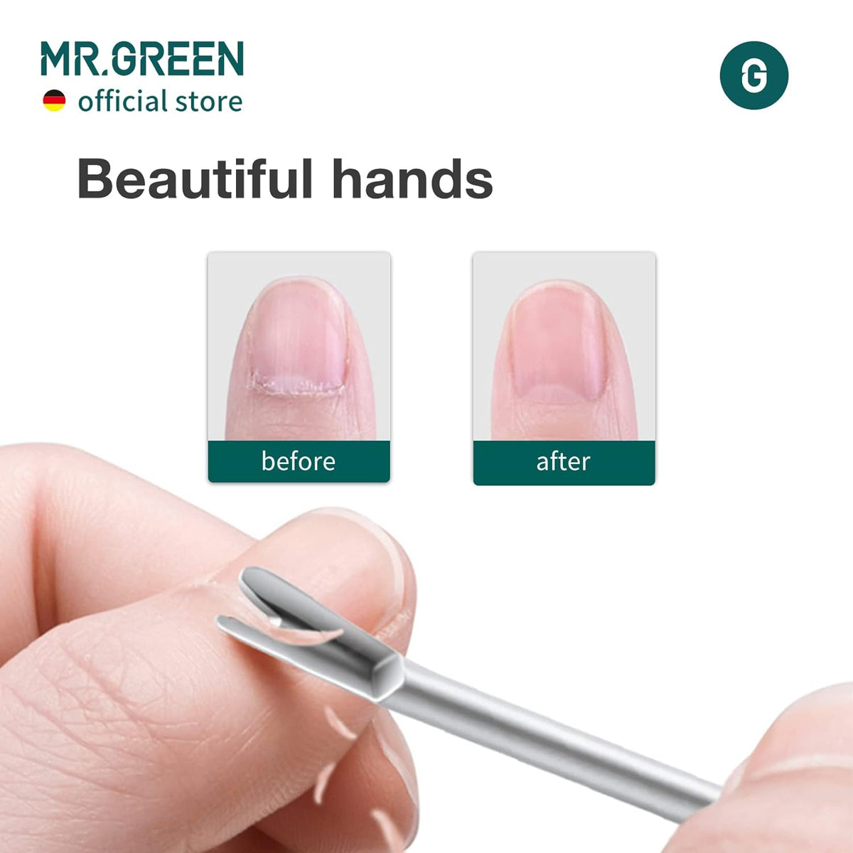 MR.GREEN Cuticle Pusher Dead Skin Remover Stainless Steel Manicure Tools Professional Cuticle Trimmer Nail Polish Peeler Scraper (Mr-2190)
