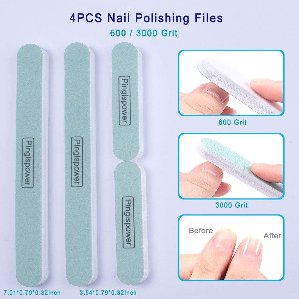 Nail Files and Buffers, 20PCS Professional Emery Board Nail File for Natural & Acrylic Nails, Reusable & Washable 100/180 & 600/3000 Grit Nail Buffer Block for Women Home and Salon