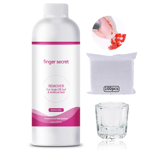 Nail Polish Remover 4Fl.Oz Nail Polish Remover Kit Professional Nail Glue Remover Quickly & Easily Remove Dip Powder Artificial Nails,Glitter Polish,Builder gel,poly gel acrylic powder.
