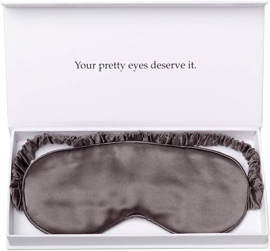 Silk Sleep Mask Light Blocking Luxury 100% Mulberry 19mm Silk Eye Mask Eye Cover Blindfold Ultra Soft Light & Comfy Anti Aging Skin Care with Travel Bag Gift Package