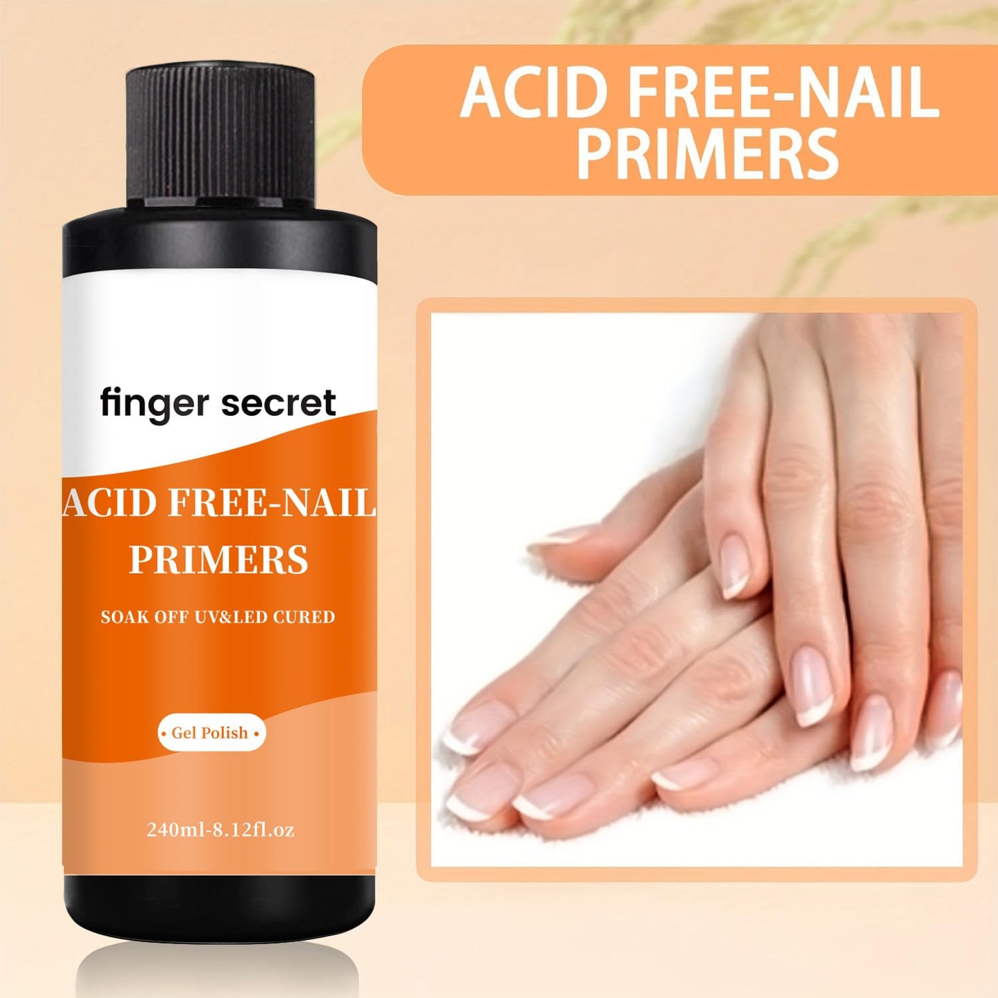 240ml/8floz Acid-Free Primer for Gel Nail Polish, Fast Air Dry Nail Primer, Builder Gel for Nails for Nail Art Design In Salon Or Home Use