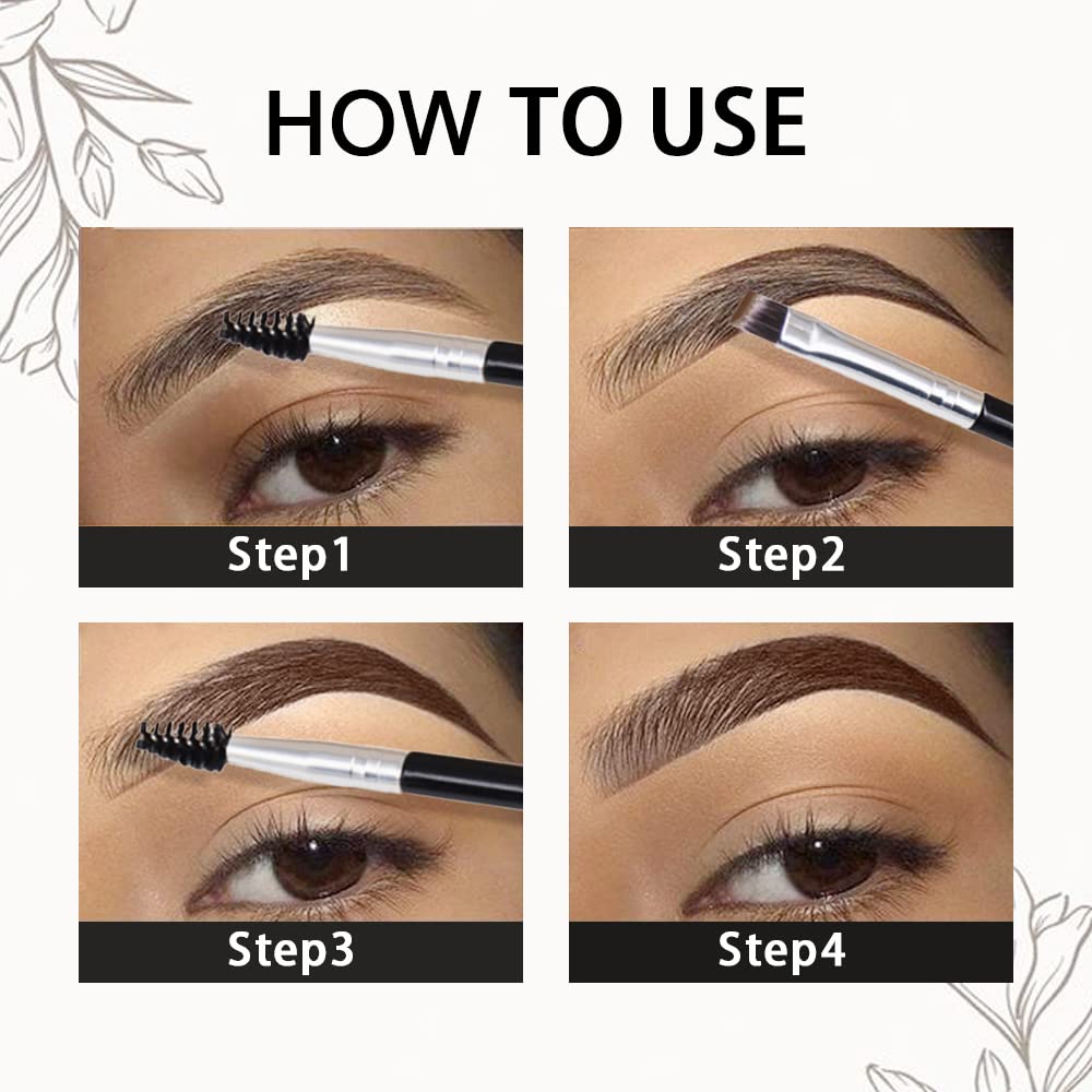 evpct Chocolate Eyebrow Powder Pomade Gel Shaper Makeup Kit with Dual-ended Brush, Eyebrow Stencils Kit for Women Shaping, Eye Brow Pomade Stencil Shaper Tinting kits for Women Long Lasting Waterproof