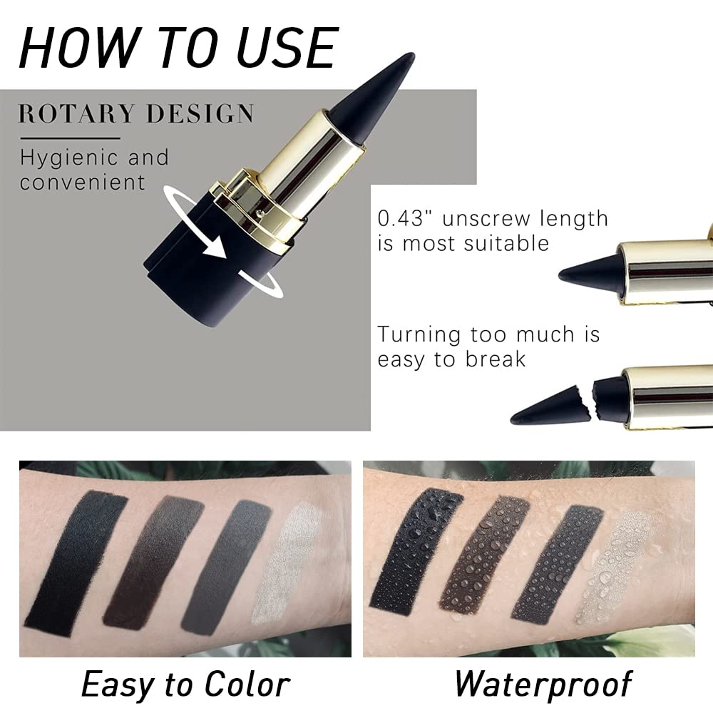 Kaely 2Pcs Gel Eyeliner Pencil, Natural Black Eyeliner Cream for Older Women, Liquid Eye Liner Waterproof Smudge Proof, Smoky Eyeshadow Palette Halloween Makeup, delineador de ojos contra el agua
