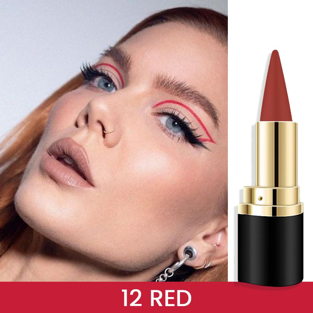 Kaely 2Pcs Red Dark Red Gel Eyeliner Pencil Set,Waterproof Color Colored Eye Liner Crayon,Cat Eye Stencil Gothic Halloween Makeup,Face Paint Eye Black Stick,delineadores de colores para ojos