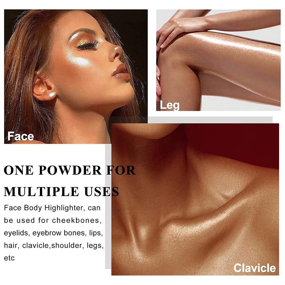 Glitter Powder Highlighter Makeup,Body Brightens the Natural and Face Blusher Patting Powder Highlighter Makeup Beauty Glitter.(02# Fairy pink)