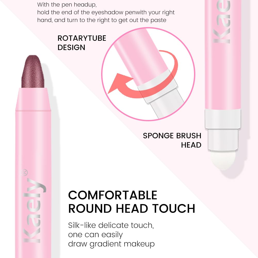 Kaely 2in1 Cream Eye Shadow Brightener Sticks for Eyes, Pencil Eyeshadow Applicator Stick Waterproof Pigmented, Eye Shadow Palette Highlighter Makeup, sombras para ojos, 26 Orchid Shimmer
