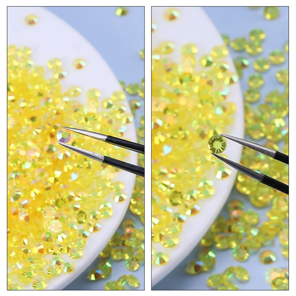 4500 Pcs SS6 2mm AB Flatback Rhinestones for Nails Art Crafts Transparent Glitter Round Gems Crystals DIY Clothes Shoes(Clear Citrine AB)