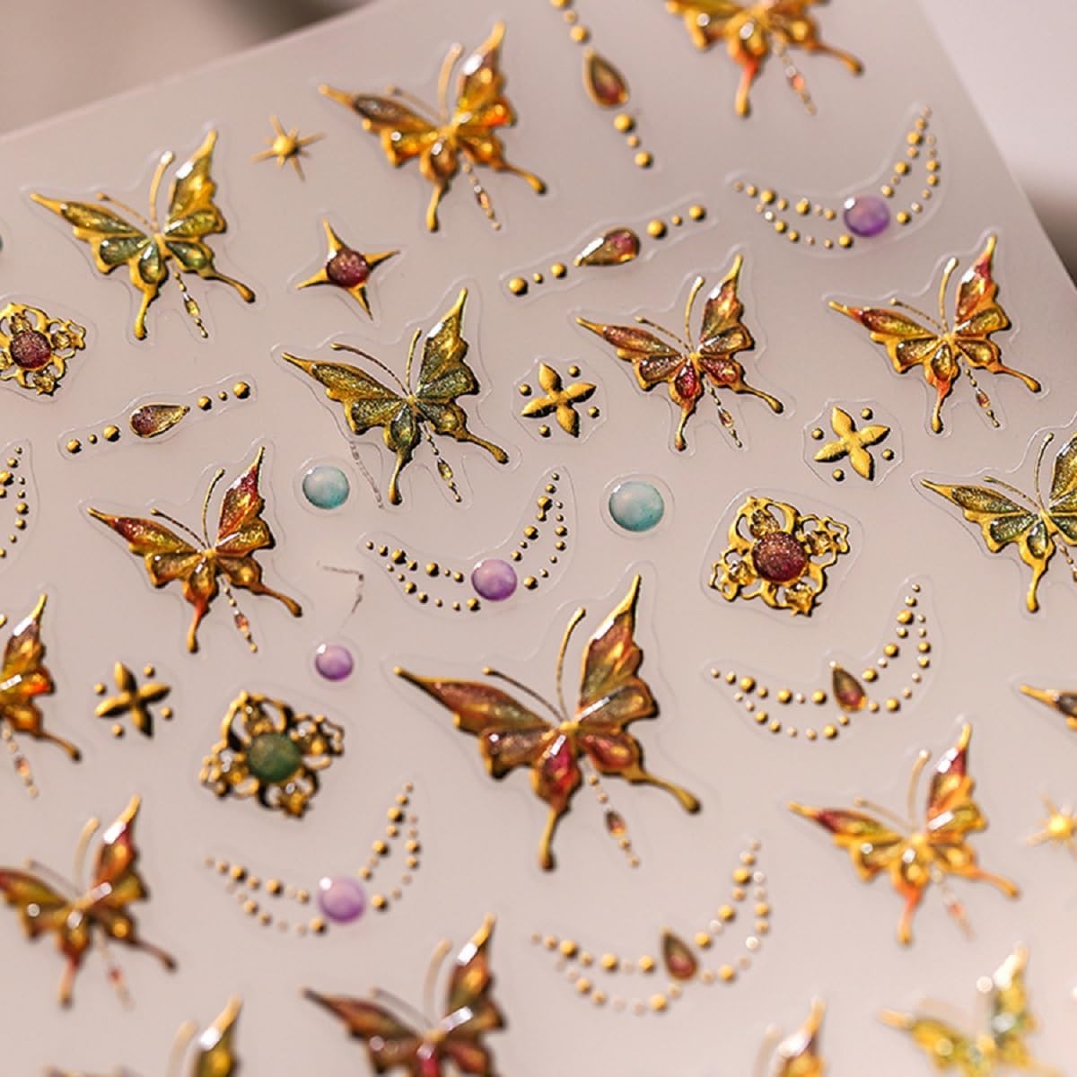 Gold Butterfly Nail Art Stickers 5D Embossed Butterflies Nail Decals Self Adhesive Luxury Shiny Nails Art Design Manicure Supplies Charm for Women Nails Decorations Accessories