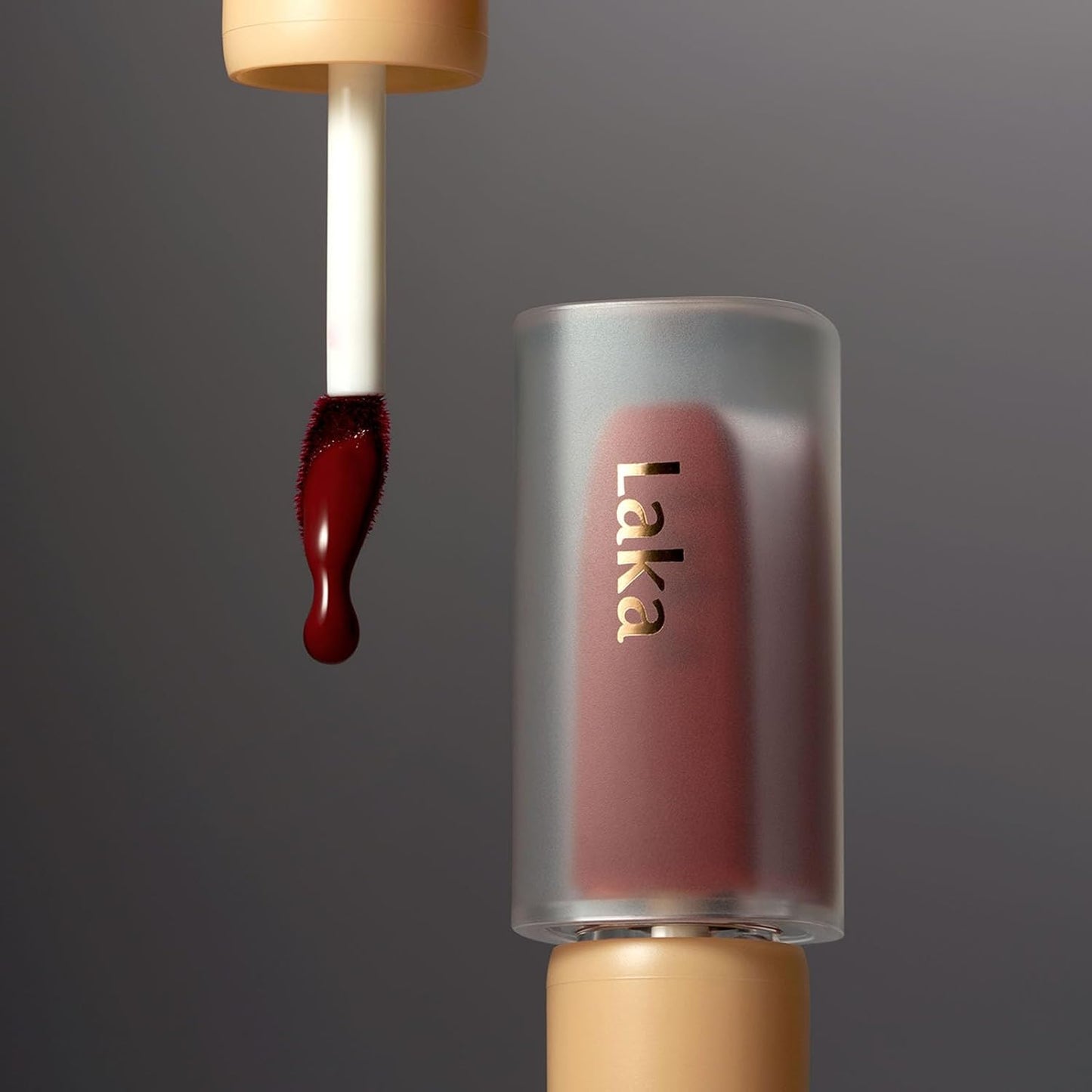 Laka Fruity Glam Tint, 4.5g/0.15 oz., Glowing Lip Stain with Wide Color Spectrum, Hydrating & Lightweight Texture, Long-Lasting Bold Stain, Non-Sticky, Vegan, K-Beauty (#120 Caffeine Rose)