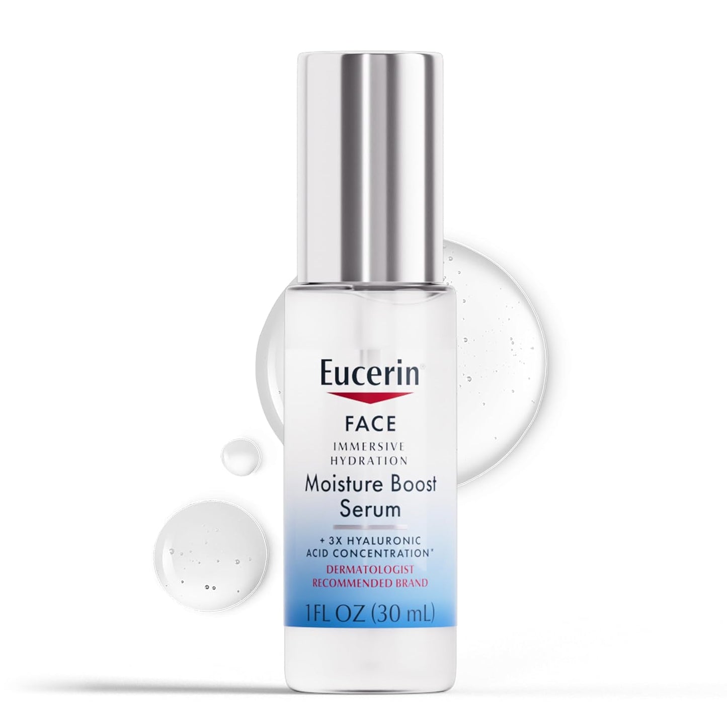 Eucerin Face Immersive Hydration Moisture Boost Face Serum, Ultra-Lightweight Hyaluronic Acid Serum Improves the Look of Fine Lines and Wrinkles, Facial Moisturizer for All Skin Types, 1 Fl Oz Bottle