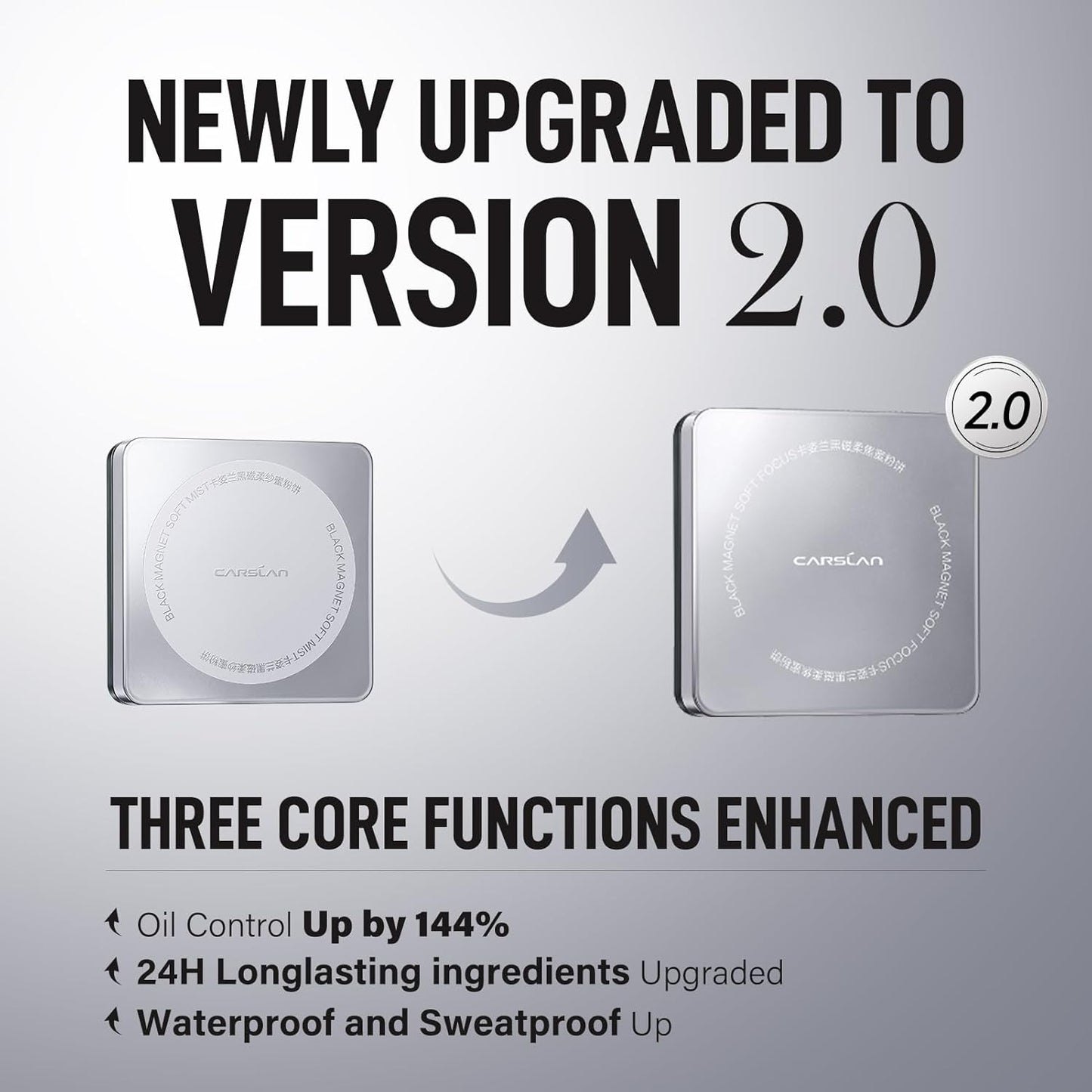 2.0 Black Magnet Soft Focus Powder, Waterproof Translucent Pressed Setting Powder, 24H Longlasting Talc-Free Face Powder, Oil Control Compact Makeup,03 Translucent For Sensitive Skin, 0.28Oz