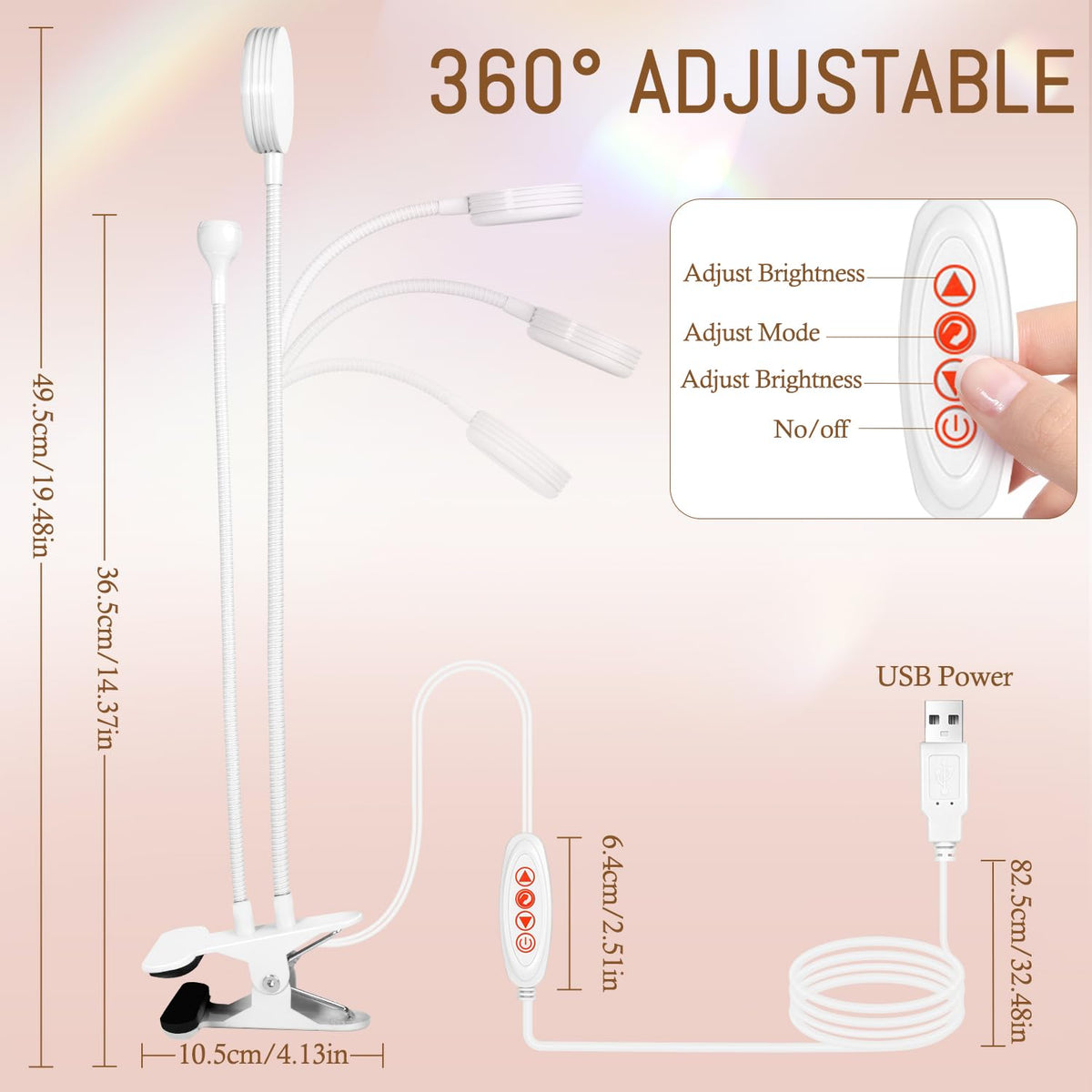 AORAEM LED Nail Lamp Double-Headed UV LED Light Quicky-Dry Duck Neck UV Lamp Dryer Curing Light with Portable Gooseneck and Clamp Flash Cure U V Light for Gel Nails Professional Home DIY Salon White