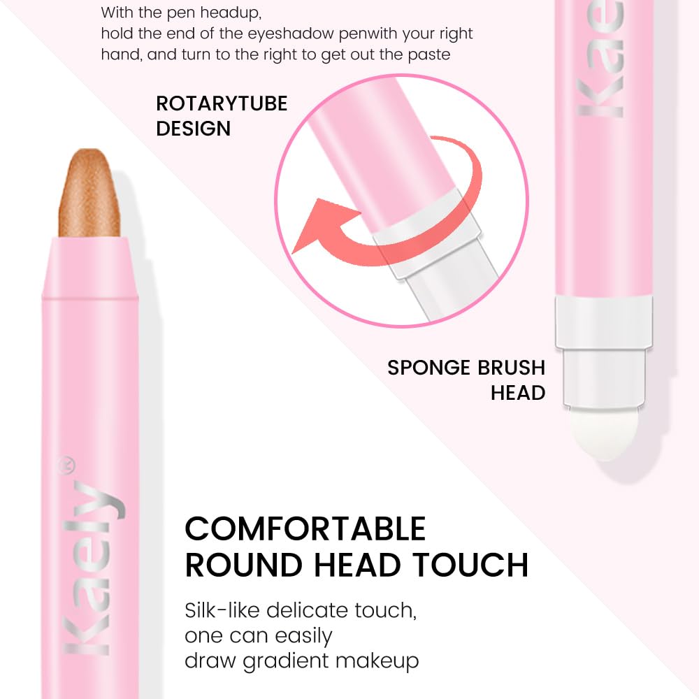 Kaely 2in1 Cream Eye Shadow Brightener Sticks for Eyes, Pencil Eyeshadow Applicator Stick Waterproof Pigmented, Eye Shadow Palette Highlighter Makeup, sombras para ojos, 05 Bronze Gold Shimmer