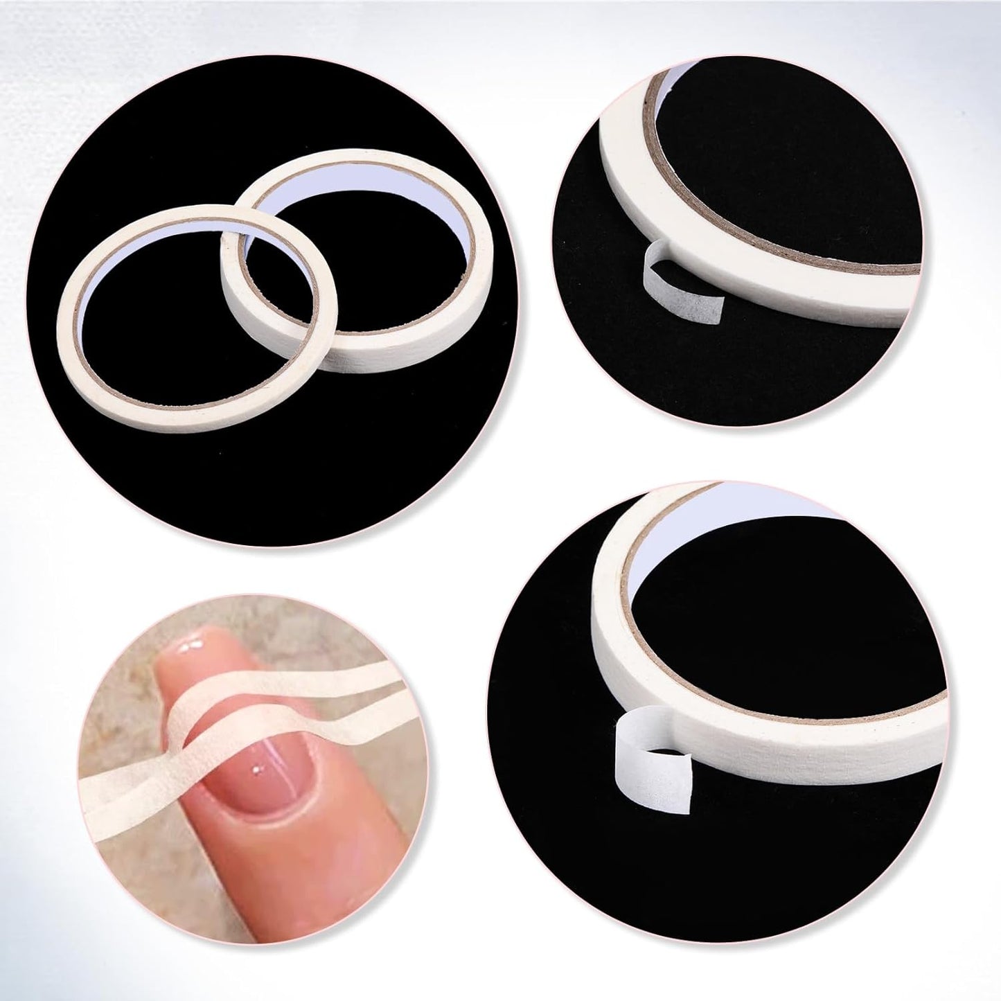 4 PCS White Nail Tape Nail Art Striping Tape Nails Art Striping Tapes Removable Paper Nailes Tapes French Tip Tapess for DIY Decoration Design French Style Manicure (0.5.0.8,1,1.2cm)