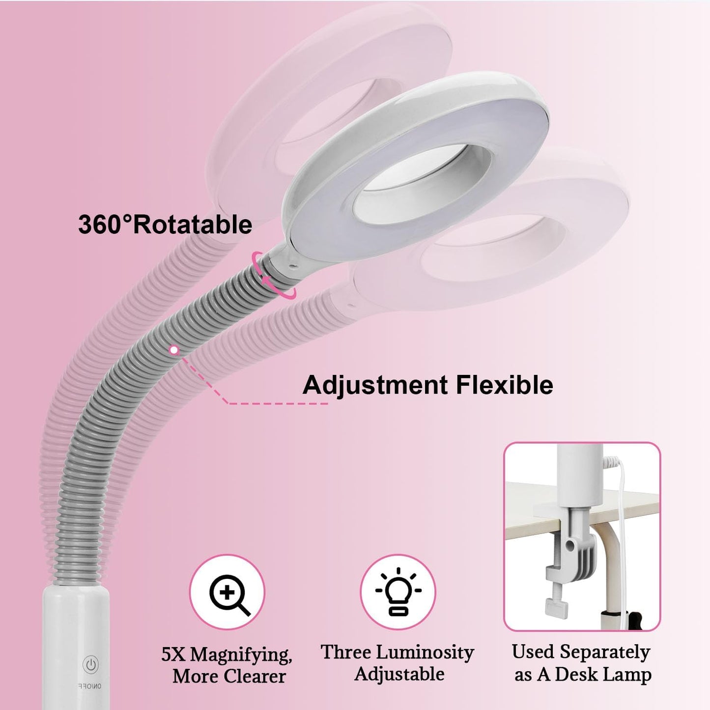 Professional Facial Steamer, 3 in 1 Facial Steamer with 5X Magnifying Lamp Hot&Cool Mist, Esthetician Steamer on Wheels, Stand Face Steamer with Time Setting for Home Salon Spa