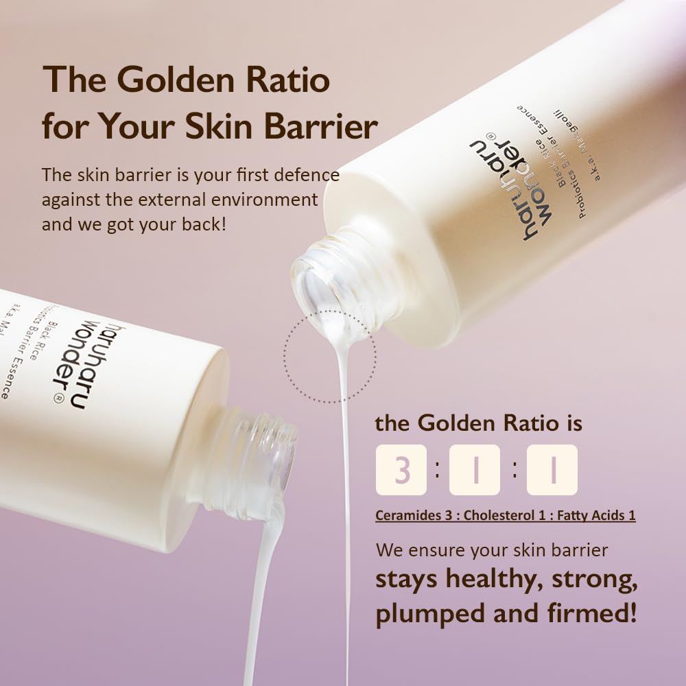 haruharu Wonder Black Rice Probiotics Barrier Essence 4.05 fl. oz., Essence Toner to Strengthen Skin Barrier with Ceramides, Fermented Ingredients, Milky Essence, Moisturizing, Plumping