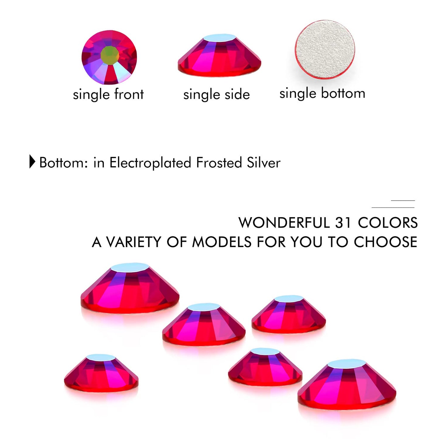 1440Pcs Red Ab Crystal Rhinestones,Glass Flatback Rhinestones Mini Gemstones for Nail Face Makeup Art Crafts Clothes Decoration -(SS8,2.4mm,Red Ab)