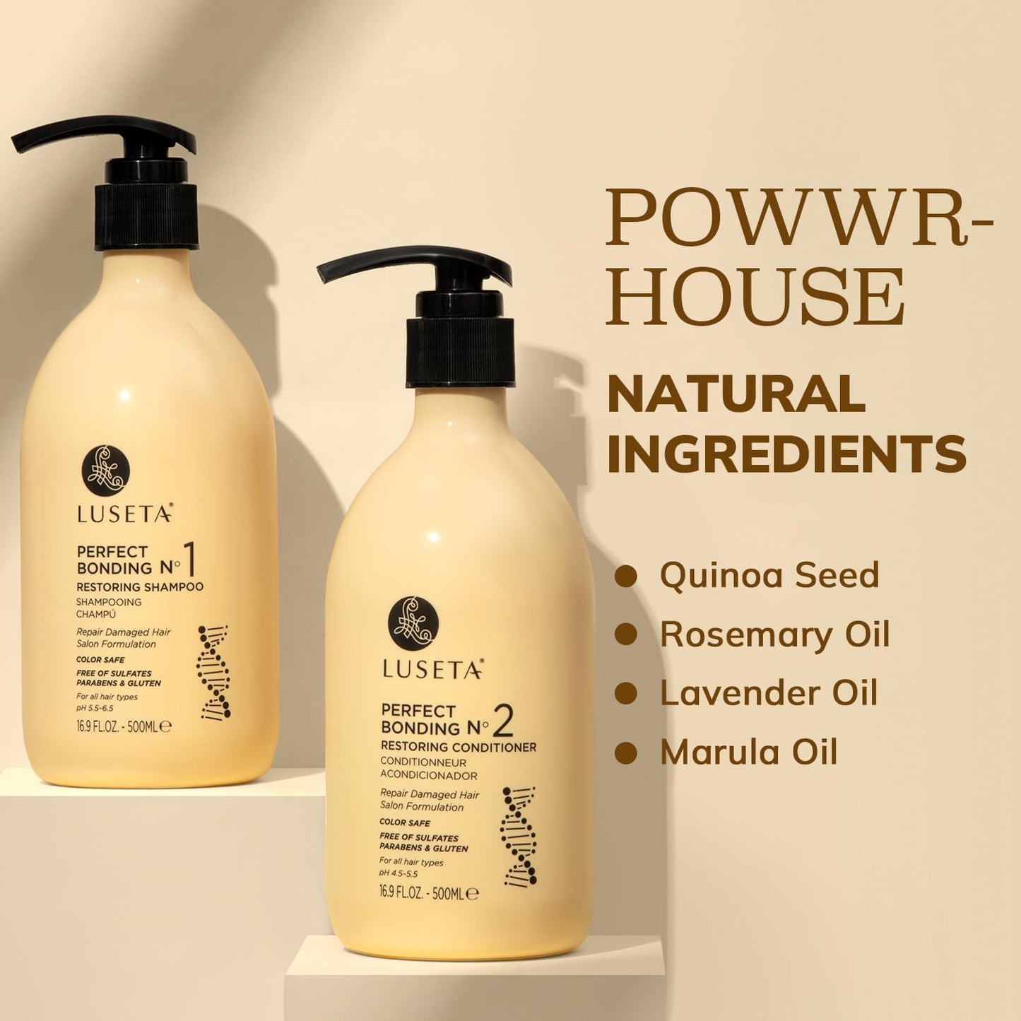 Luseta Salon Shampoo and Conditioner Set with Rosemary Oil, Acidic Bonding, Shampoo and Conditioner Sulfate Free for Women Hair Care, Repair Routine Shampoo and Conditioner for Hair Loss 2x16.9 oz