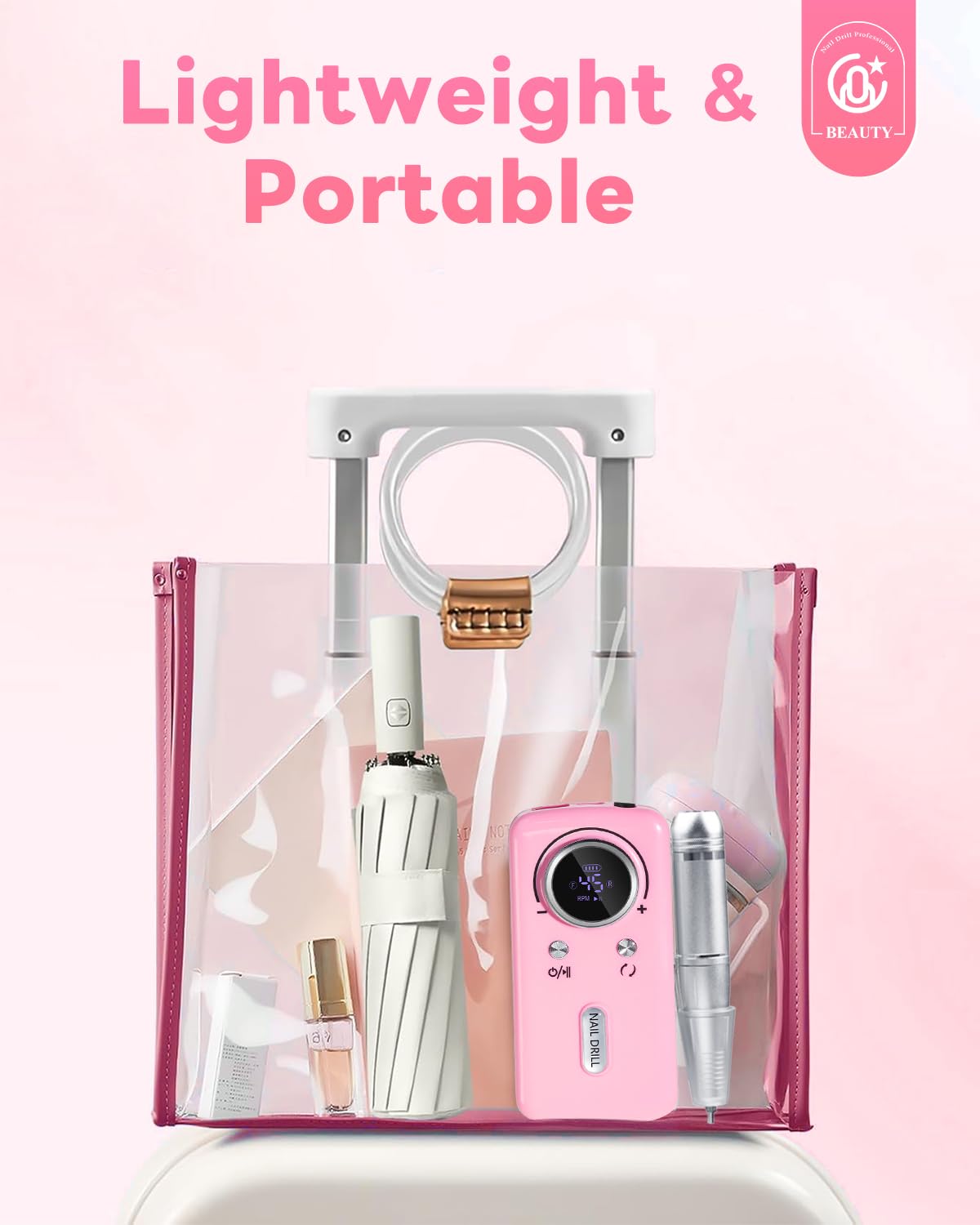CozyZen Cordless Nail Drill Professional: 45000 RPM Rechargeable Electric Nail File Kit, Portable & Low Noise for Acrylic, Gel Nails, Manicure & Pedicure - Salon & Home Use