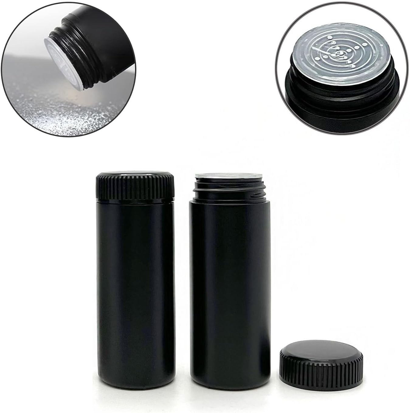 6pcs Plastic Loose Powder Bottle, Mini Empty Talcum Bottle Refillable Cosmetic Powder Dispenser Travel Cosmetic Glitter Eye Shadow Shaker with Sifter and Lids(60ml)