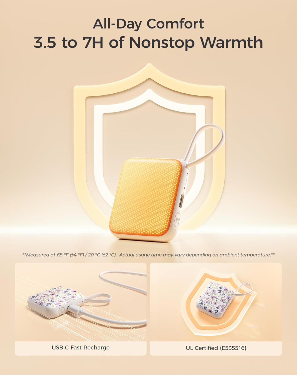 OCOOPA Hand Warmers Rechargeable, Smart Temp Control 7H*2 Long Safe Heat, Ultra Slim, Pocket-Size Design That Fits Gloves, Gifts for Women, Outdoor, Office, Commute (UT5 Nano)