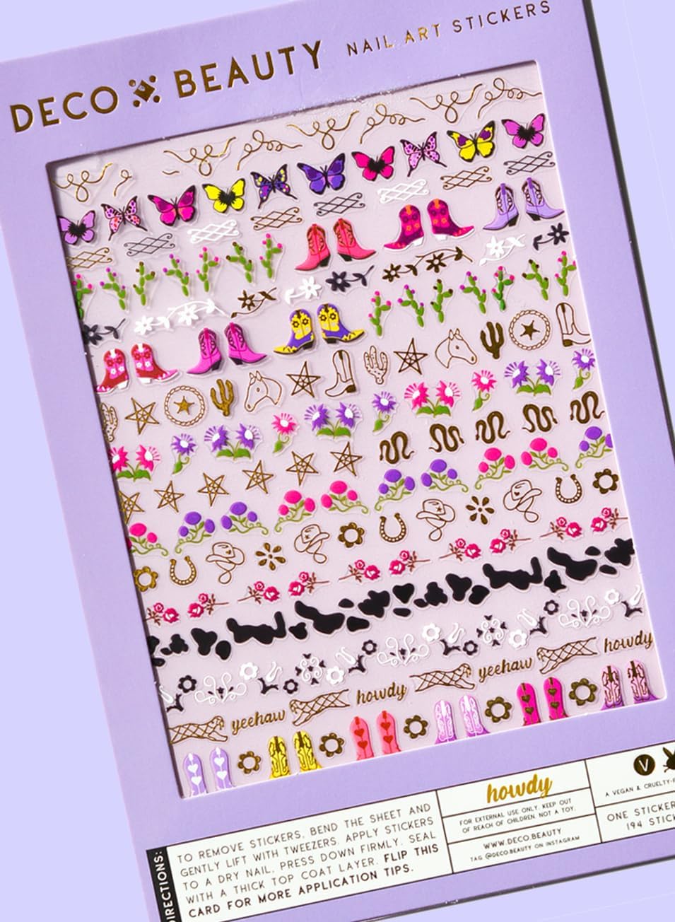 Howdy Nail Stickers - Lightweight & Easy-to-Apply Nail Art with Cute & Trendy Designs - Durable & Long-Lasting Nail Stickers for Women, Ideal for DIY Manicures