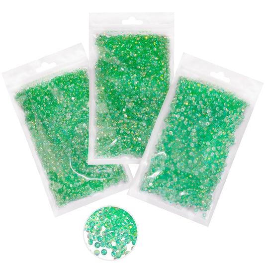 16000PCS Light Green AB Resin Rhinestones for Crafting 3mm 4mm 5mm Flatback Jelly Stones Bulk SS10 SS16 SS20 Diamonds Crystals Gems Charms for Nails Face Eyes Makeup Tumblers Bottles DIY Crafts