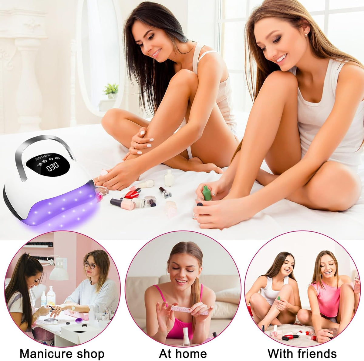 Professional 120W High-Power LED Nail Lamp with Auto Sensor,4 Timer Modes & Ergonomic Handle, Fast-Curing UV Gel Dryer for Home/Salon Use (Large Capacity Design)