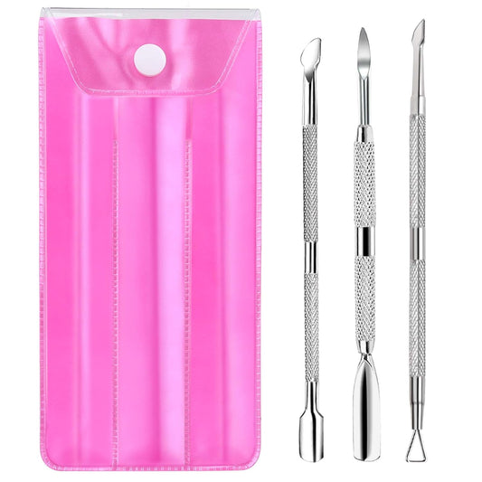YGDZ Cuticle Pusher, 3PCS Gel Nail Polish Cuticle Remover Nail Cuticle Pusher Stainless Steel Manicure Pedicure Tools Metal Cuticle Peeler Scraper for Fingernails and Toenails
