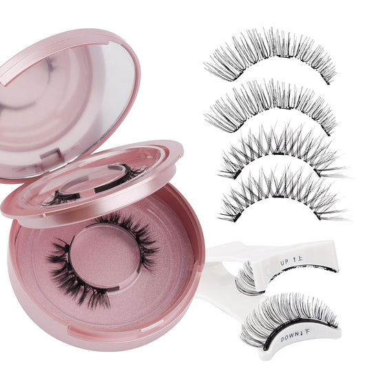 2-Pairs Magnetic Eyelashes Kit with Applicator: Natural Reusable Soft Waterproof False Lash, No Glue Needed, Wendy Lashes, A, K8+604