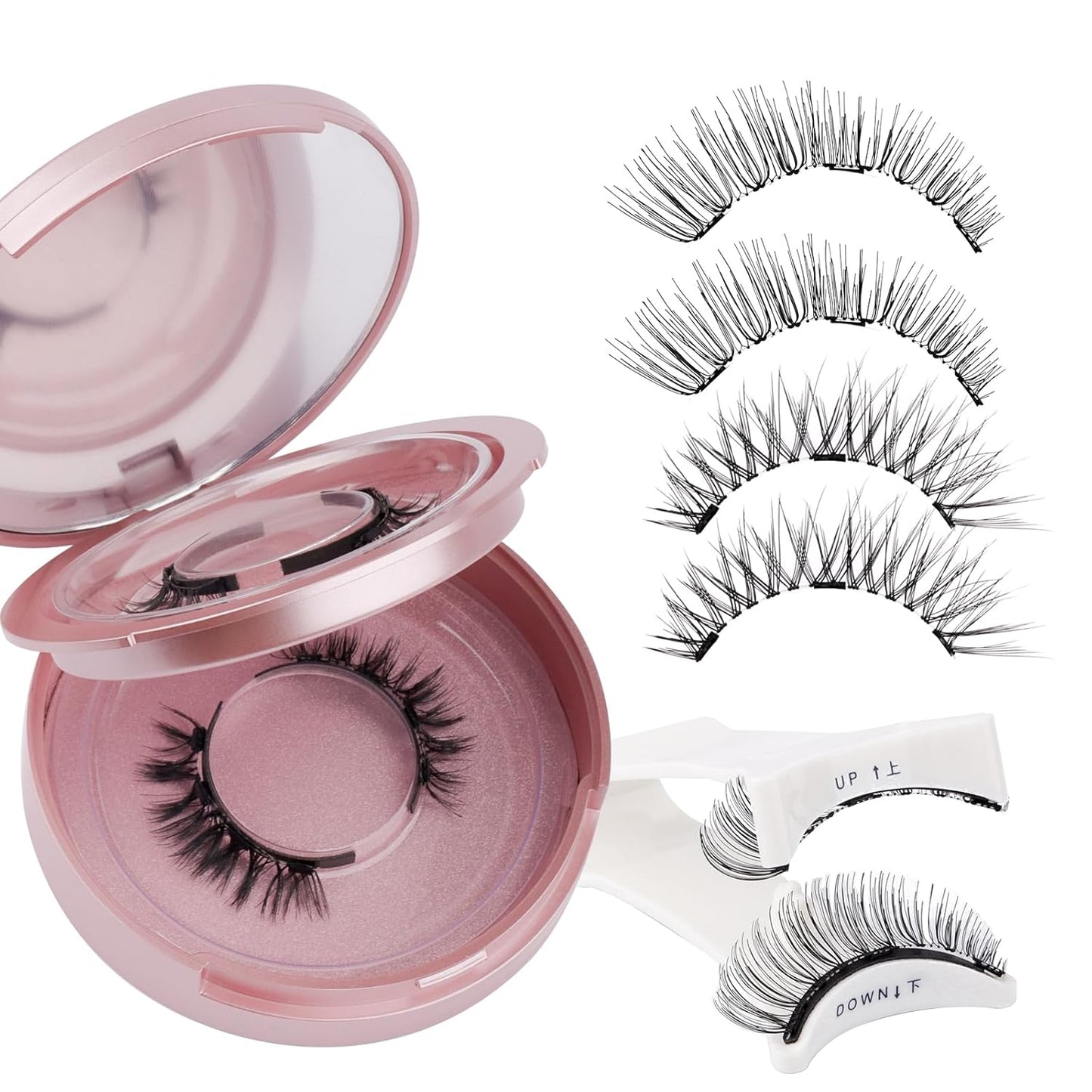 2-Pairs Magnetic Eyelashes Kit with Applicator: Natural Reusable Soft Waterproof False Lash, No Glue Needed, Wendy Lashes, K8+604