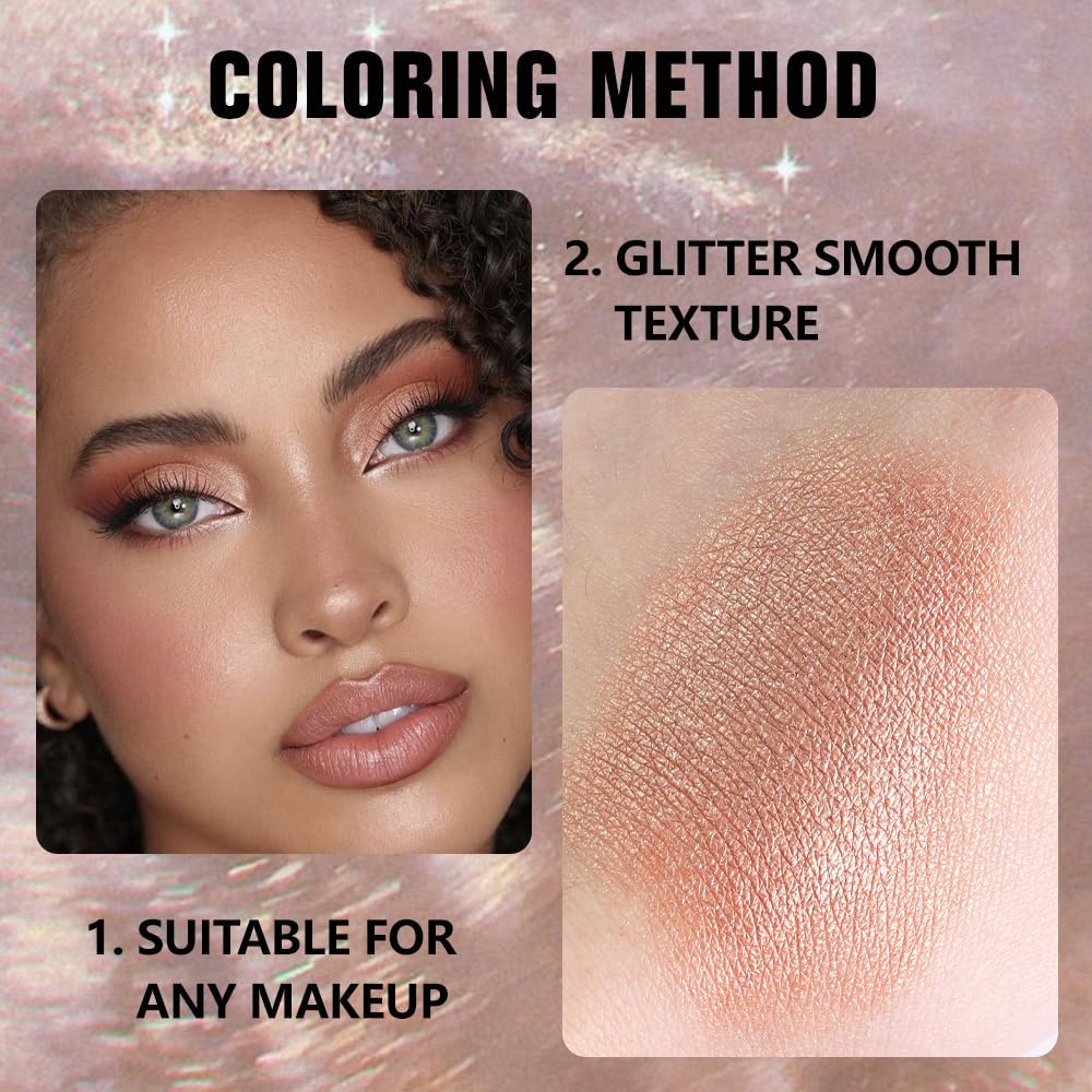 Glittler Singe Eye Shadow Palette Makeup, Amber Rush Brown Sparkle Monochrome Eyeshadow, Mini Singe Pressed Pigmented Waterproof Sombras Para Ojos, Vegan, Talc, Paraben & Cruelty Free, 21
