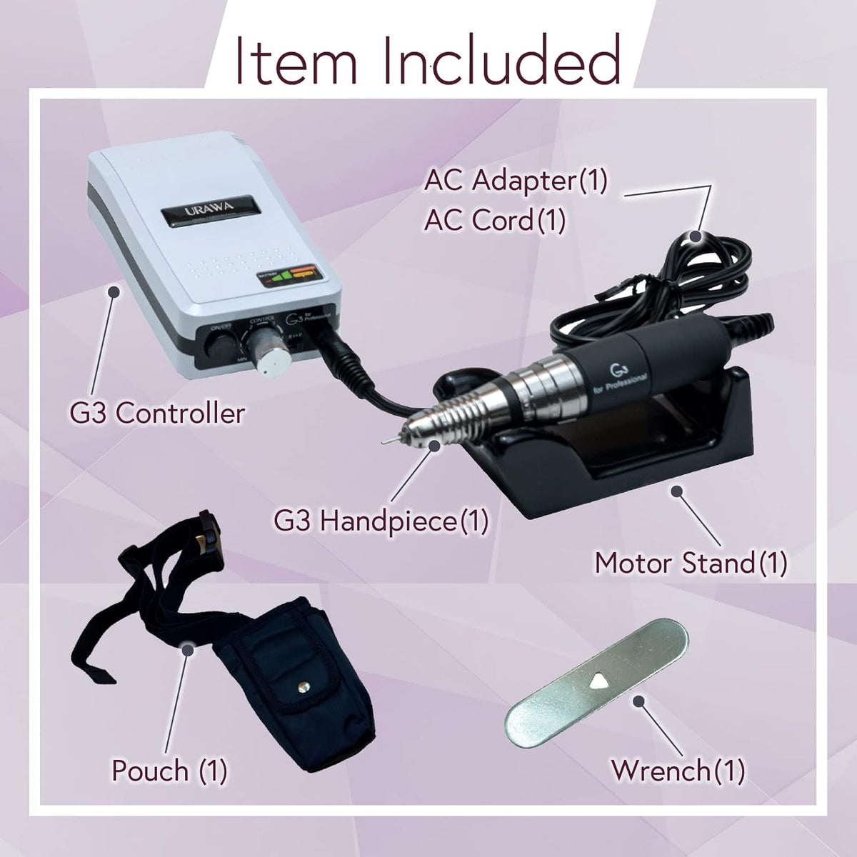 [Upower] G3 Professional Nail Drill Machine, 20000 RPM Electric File for Nails, Rechargeable Portable Nail Machine, Low Noise & Low Vibration (Made in Japan) Produced by URAWA Corp. [Black]