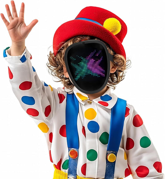 LED Mask with Gesture Sensing, Cool Light Up Transforming Face Mask for Halloween Xmas Cosplay