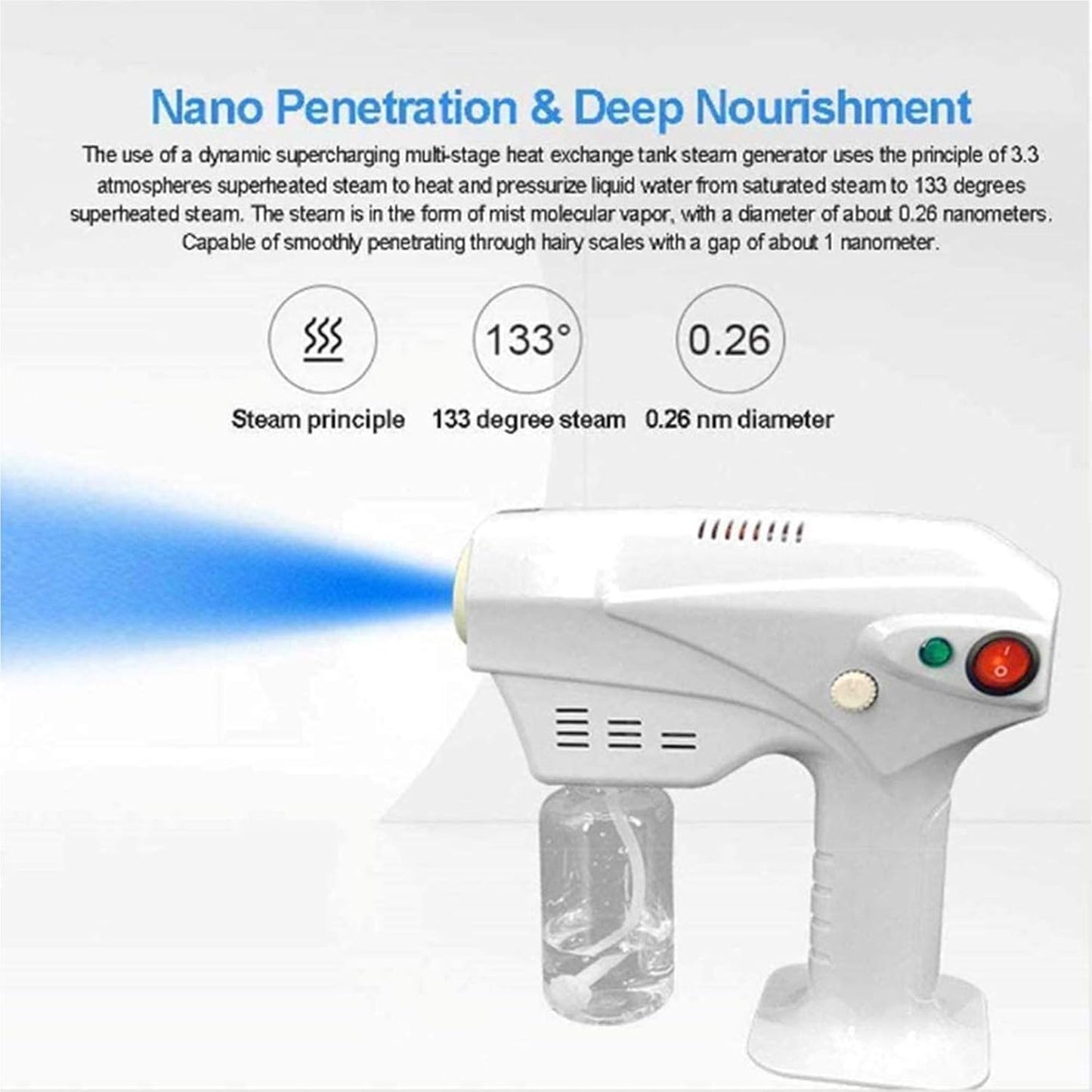 XSWL Portable Nano Steam Gun Hair Care Hydration Sprayer Hot Dyeing Care Blue Micro Mist Machine Spray Gun Hair Steamer Trigger