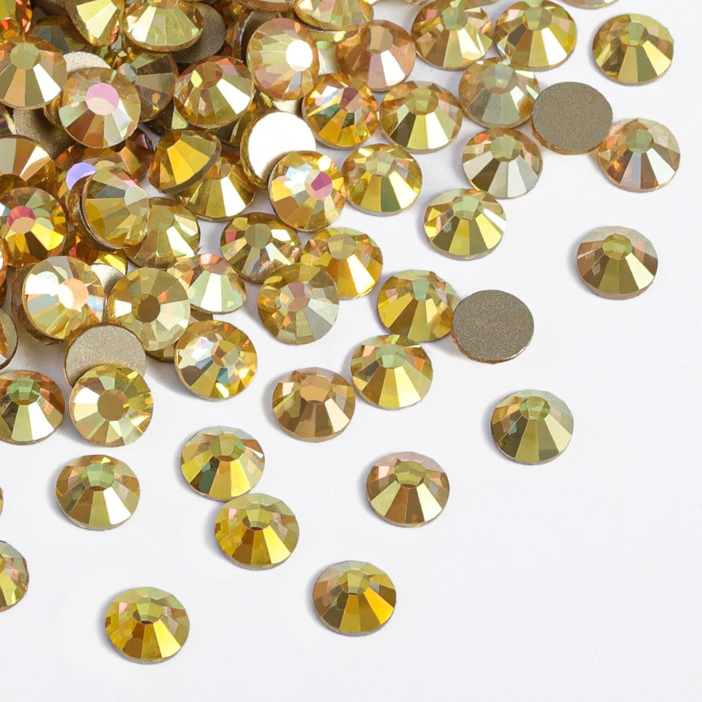 beadsland Flat Back Crystal Rhinestones Round Gems, Metal Sunlight (1.3-1.4mm) SS3/1440pcs