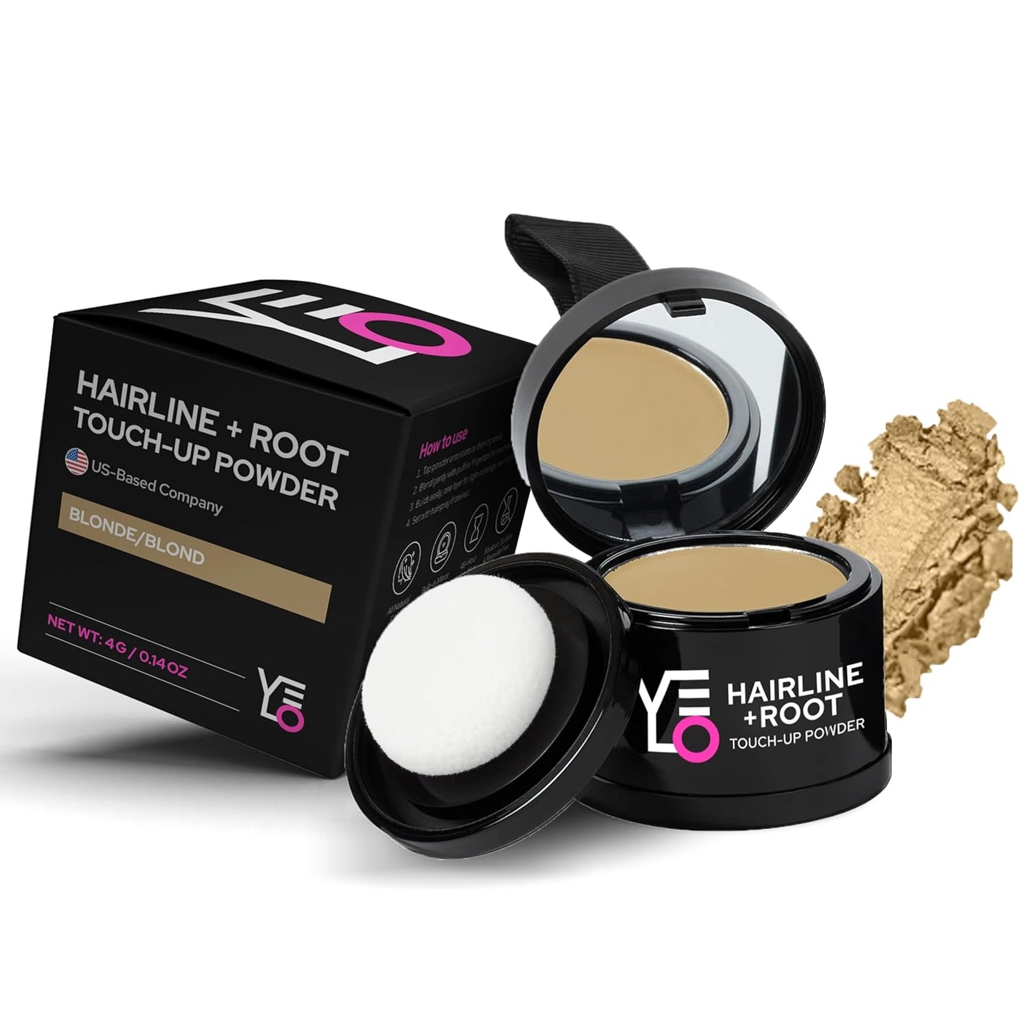 VELO Hairline Powder–BLONDE Hair Root Touch Up Powder for Women & Men–Instantly Covers Gray Hair, Thinning Hair & Bald Spots–Sweatproof Root Cover Up–Puff & Mirror Compact, 13 Shades