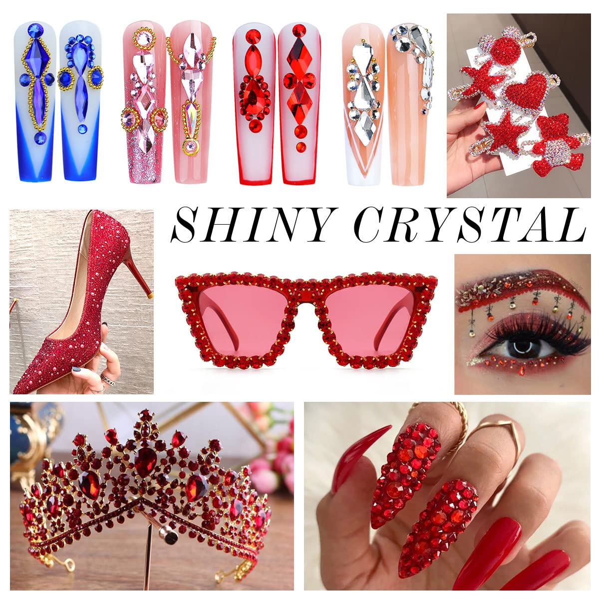 1440Pcs Ruby Red Crystal Rhinestones,Glass Flatback Rhinestones Mini Gemstones for Nail Face Makeup Art Crafts Clothes Decoration -(SS8,2.4mm,Ruby Red)
